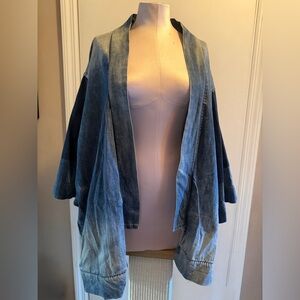 Anthropologie Bliss and Mischief Oversized Stylish Blue Denim Kimono Jacket